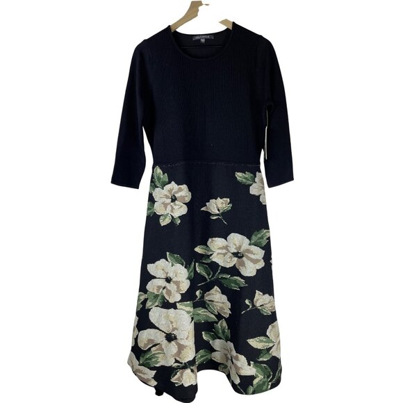julia jordan Dresses & Skirts - Julia Jordan Floral Sweater Dress Midi Women's Large Fit & Flare A-Line NWT